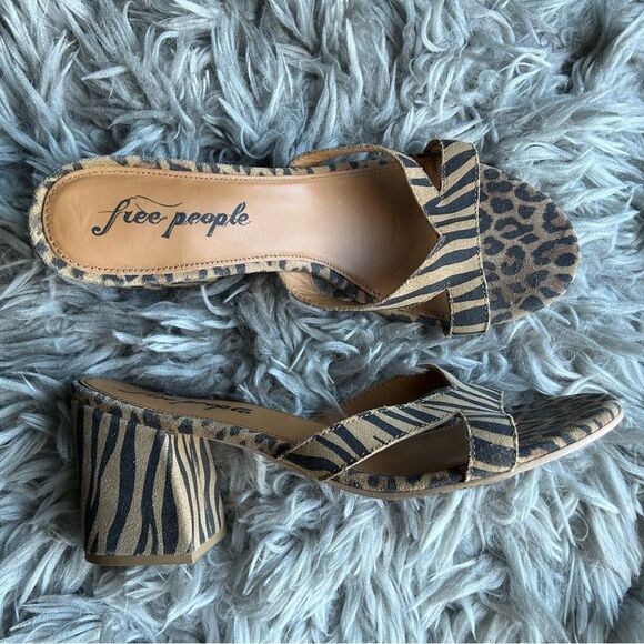 Free People Charlie-V animal print block heel sandal women’s shoe size 10 - Picture 2 of 10